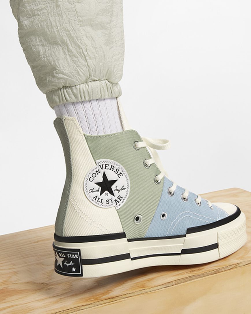 Tenisi Inalti Barbati Converse Chuck 70 Plus Material Mashup Masline Verzi | RO FZTJR567